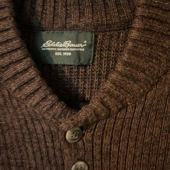 Eddie Bauer Men's Dark Brown Crewneck Sweater - Picture 3 of 7